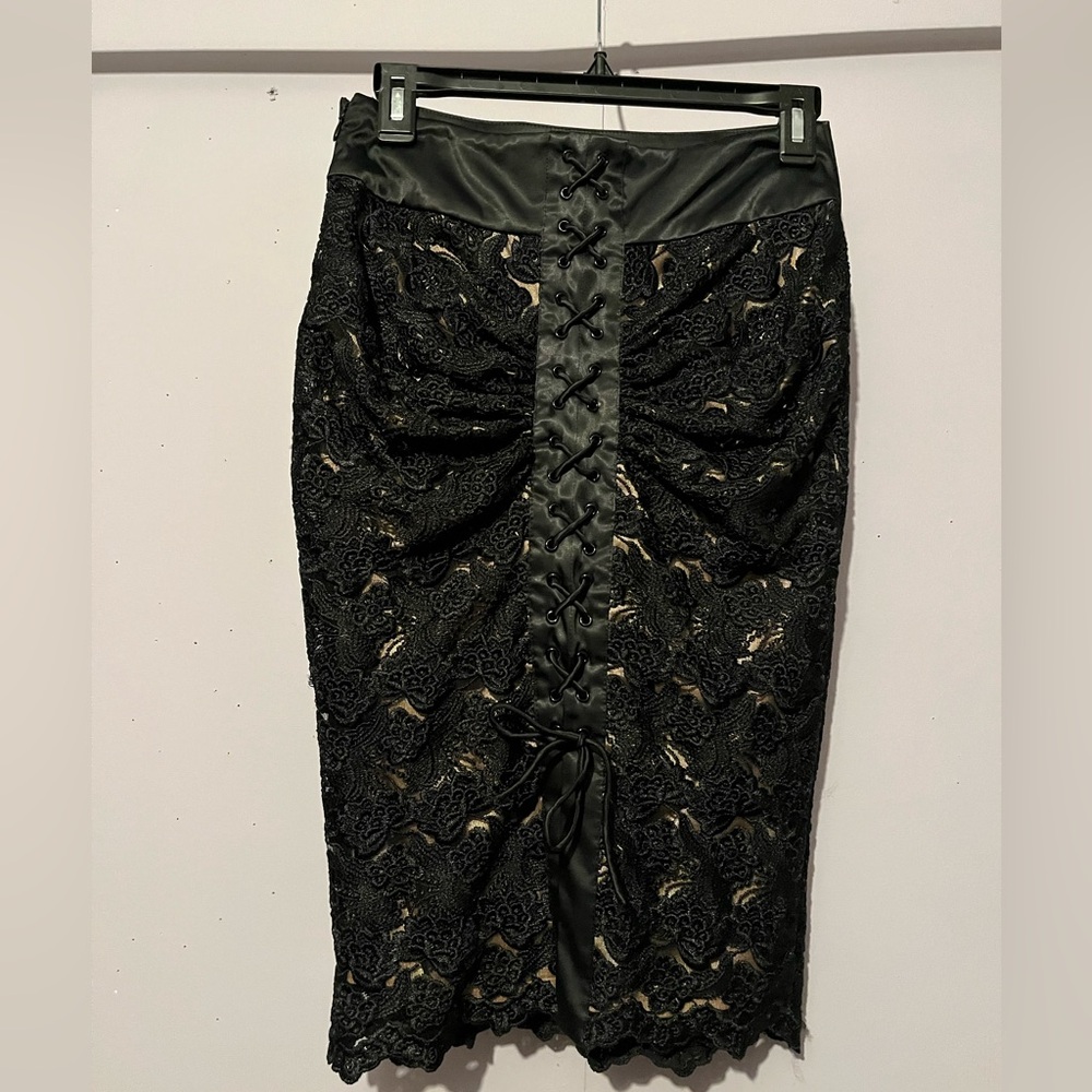 Bebe Lace & Satin Skirt